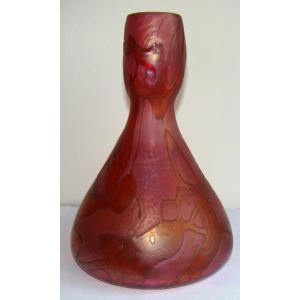 Blown Glass Vase, Signed Gambier, Height 25.5 Cm