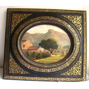 Countryside Painting Signed Pascal, In A Napoleon III Frame
