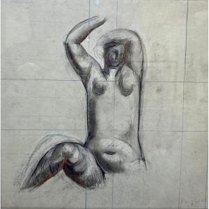 Robert Poughéon Study Of A Nude Drawing