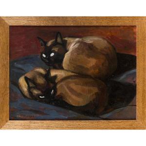 André Margat (paris 1903 - 1997) - "siamese Cats"