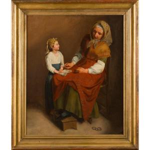 Study For “the Good Old Woman” (salon Of 1836), Jean-augustin Franquelin (paris, 1798-1839)