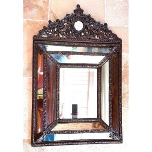 Napoleon III Repoussé Brass Mirror