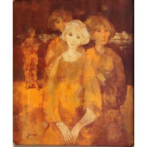 Painting "portrait Of Women" Daniel Jaugey
