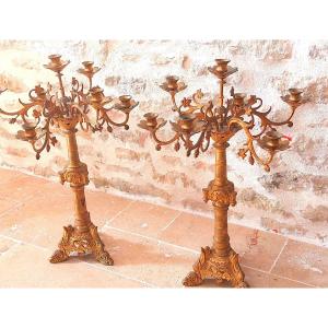 2 Gilded Bronze Candelabras.