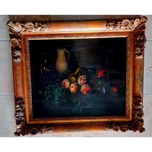 Important Painting. Still Life With Fruit. 19th Century.