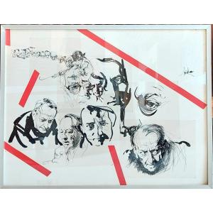 Raymond Moretti Ink And Collage