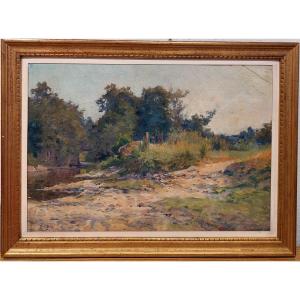 Edouard Pail (1851-1916) Landscape Oil On Cardboard