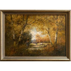 Large Oil On Canvas Signed P Schouten, 19th Century
