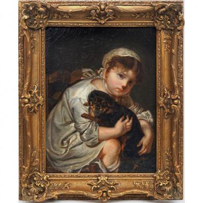 The Child Playing With A Dog After Jean Baptiste Greuze