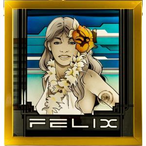 "oceane" Large Airbrush On Glass Signed Robert Cart