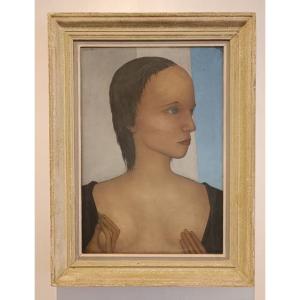 Jean Martin-roch (1905-1991). Portrait Of A Woman, Oil On Canvas (1945)