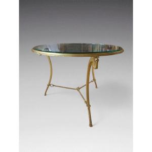 Ramsay - Coffee Table In Gilt Iron; Glass Top. France (1950)