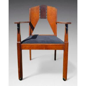Armchair In Oak And Blackened Wood. Amsterdam School (1920)