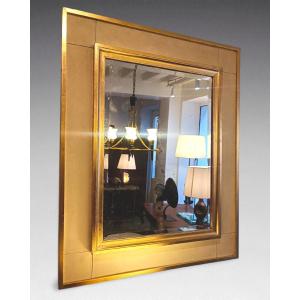 Gilded Wood And Skai Mirror (circa 1950)