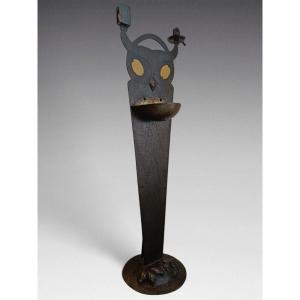 Hugo Berger (known As Goberg). Owl; Candlestick And Multifunctional Smoker's Object. Germany (1910)