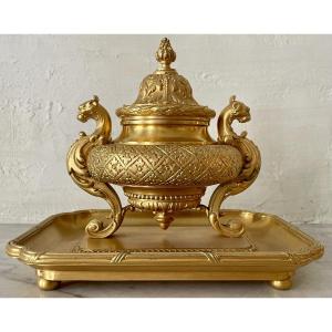 Neo-renaissance Gilt Bronze Inkwell