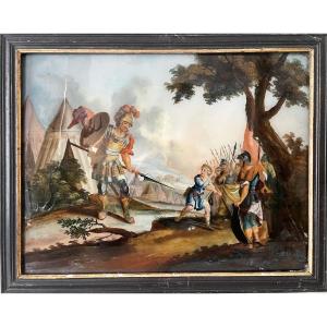 David Versus Goliath, Reverse Painting On Glass