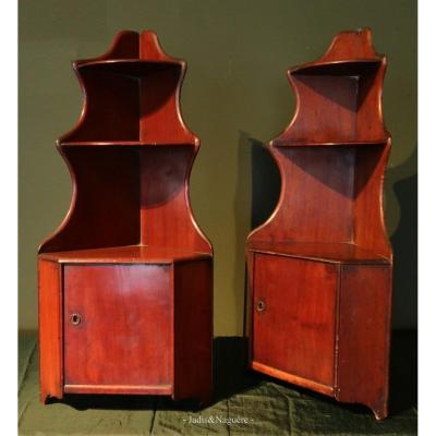 Pair Of Mahagony Corner Cupboards