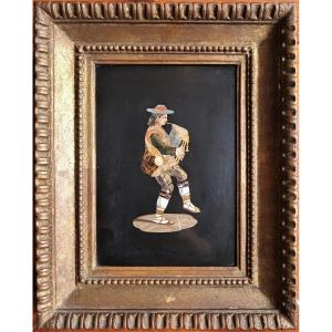 Pietra Dura Representing A Bagpipe Player