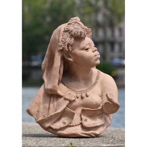 Emile Blavier, Bust Of A Young Black Woman (circa 1860-1870)