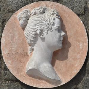 Armand Le Véel, Medallion Of Young Woman (1892)