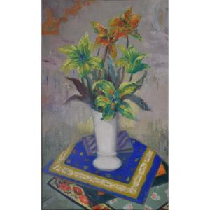 Paul Alex Deschmacker, Flowers In A White Vase (circa 1940)