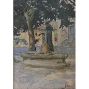 Hippolyte Léty, Fountain In The Square Of Meyssiez (1943)
