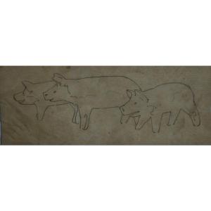 David Dellepiane (genoa 1866 - Marseille 1932), Three Pigs (circa 1920)