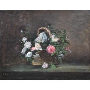 Léon Benoît (bains-les-bains 1853 - Tassin-la-demi-lune 1916), Basket Of Flowers (1884)