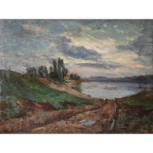 Joseph Trévoux (lyon, 1831-1909), Landscape With A Pond (1892)