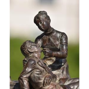 Raphael Lagneau, Red Cross Nurse Giving Water To A Wounded Soldier (circa 1875-1880)