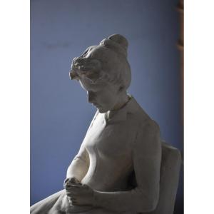 French School, Pensive Woman Seated In An Upholstered Chair With Tassels (circa 1910)