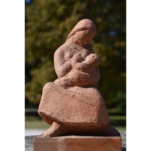 Henri-paul Rey (pesmes 1904 - Paris 1981), Mother Breastfeeding Her Child (circa 1950)