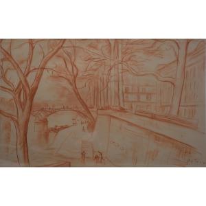 Adolphe Deteix (amplepuis, 1892-1967), The Pont Des Arts (circa 1920)