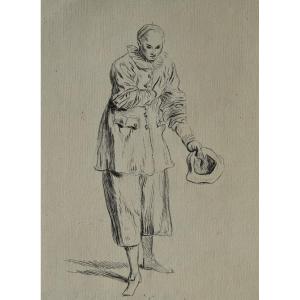 Antoine Watteau, Pierrot Bowing (1728)