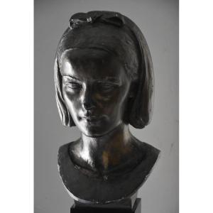 Gabriel Rispal (bordeaux 1892 - Châtillon 1970), Bust Of Young Woman (circa 1960)