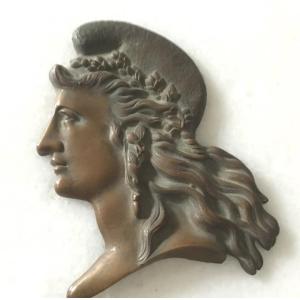 Important Profile Of Marianne In Patinated Brass