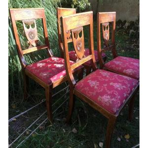 The Suite Of 4 Dining Chairs In Fruit Wood