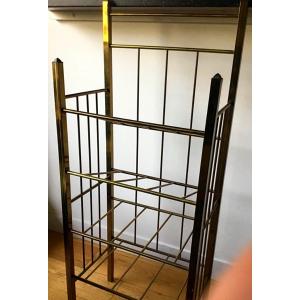 Magazine Rack In Golden Metal, Circa 1900