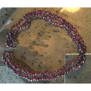 Necklace Of Faceted Garnet Beads.