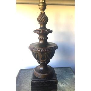 Carved Natural Wood Lamp Base