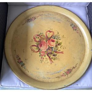 Tray In Painted Sheet Metal, Diameter 50 Cm