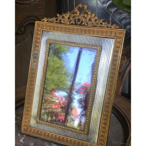 Photo Frame In Bronze With Gold And Silver Patina