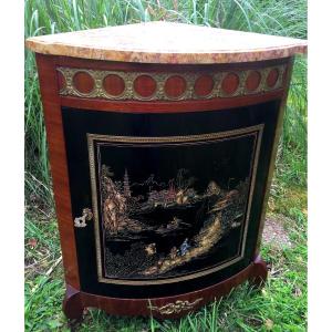 Louis XVI Style Corner Cabinet With Chinese Lacquer Panel