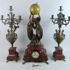 Imposante Garniture Au Globe 82 Cm aux signes du zodiaque
