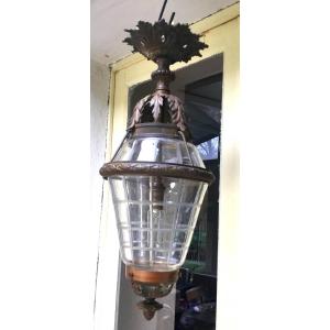 Lantern In Bronze And Cut Crystal