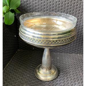 Art Deco Fruit Bowl In Silver Metal 