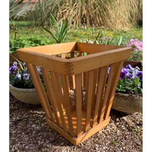 Paper Basket In Light Wood, 20th Century
