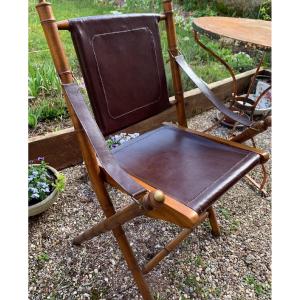 Folding Wooden Chairs Bamboo And Leather Look