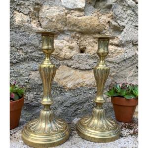 La Paire De Bougeoirs D’époque Louis XV, XVIIIème 